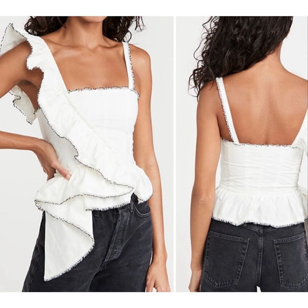 Ulla Johnson Mia White Ruffled Trim‎ Top Size 4
